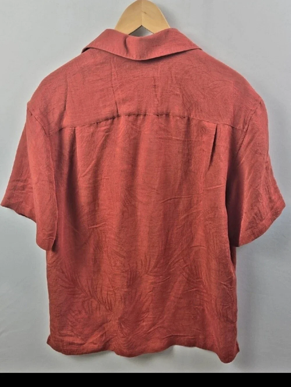Bahama Bay Club Casual Men's Short-Sleeve Button-Up Shirt Rust Red Sz M Vacation